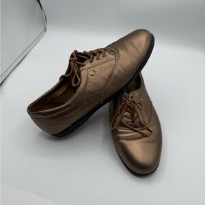 Easy Spirit Motion Leather Oxfords Brown Gold Color Sz 7.5